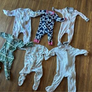 Baby footie onesies x 6 3-6 months kate Quinn, baby Mori, jojo Bebe mama